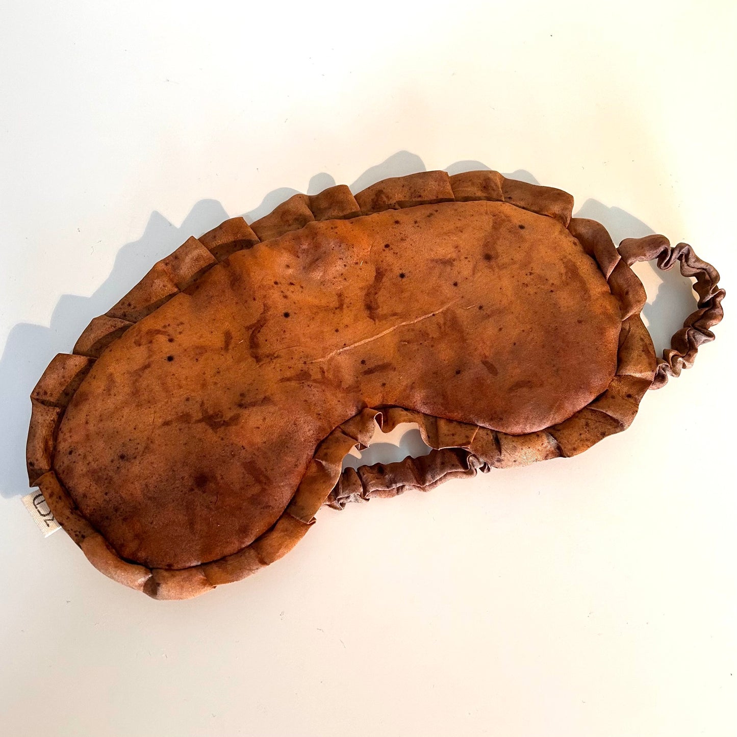 Brown Habotai Silk Eye Mask with Frill