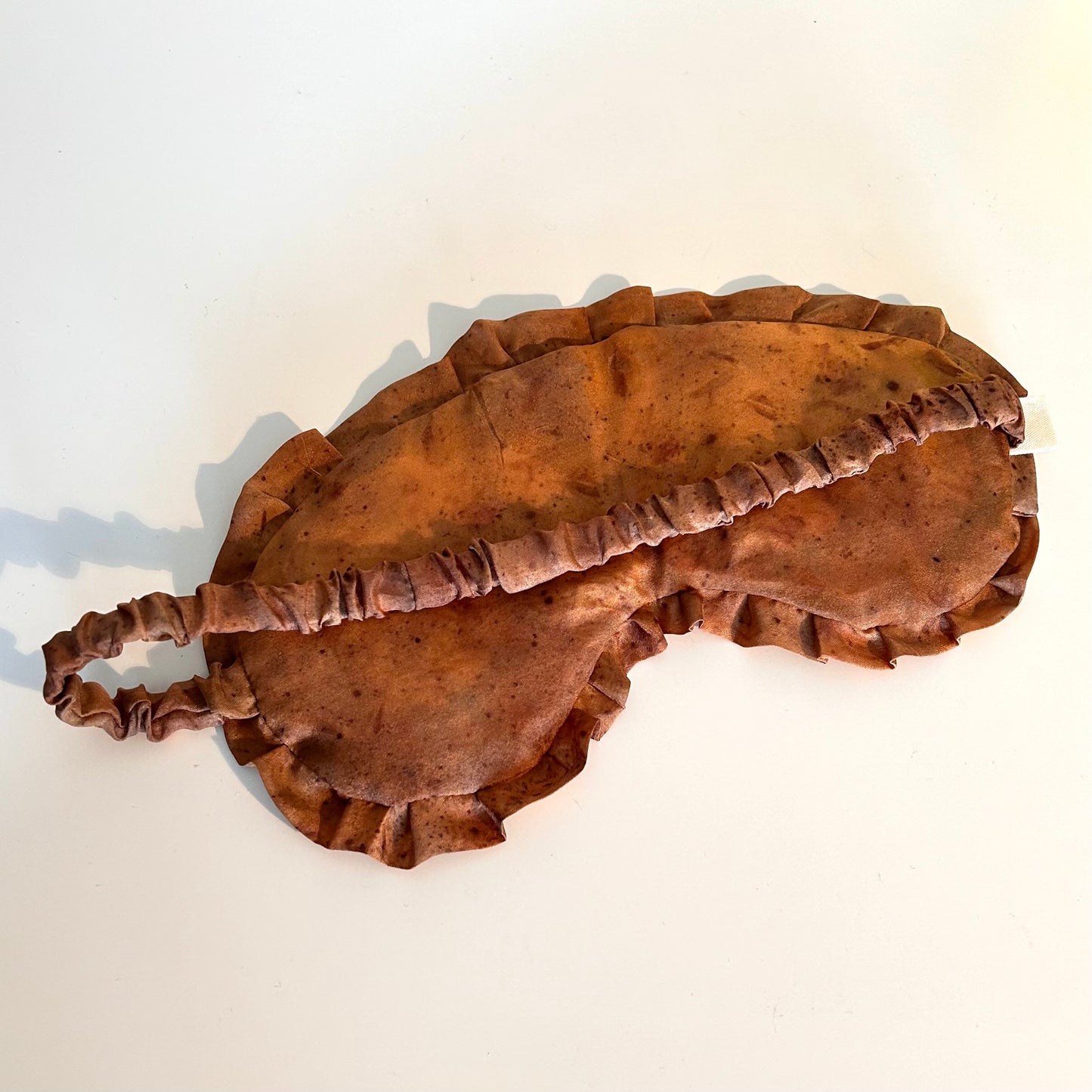 Brown Habotai Silk Eye Mask with Frill