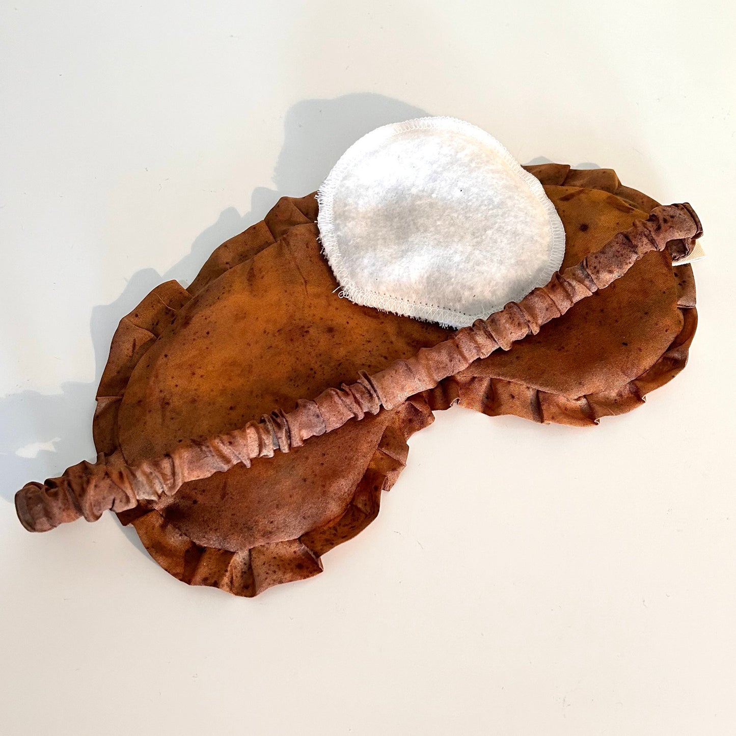 Brown Habotai Silk Eye Mask with Frill