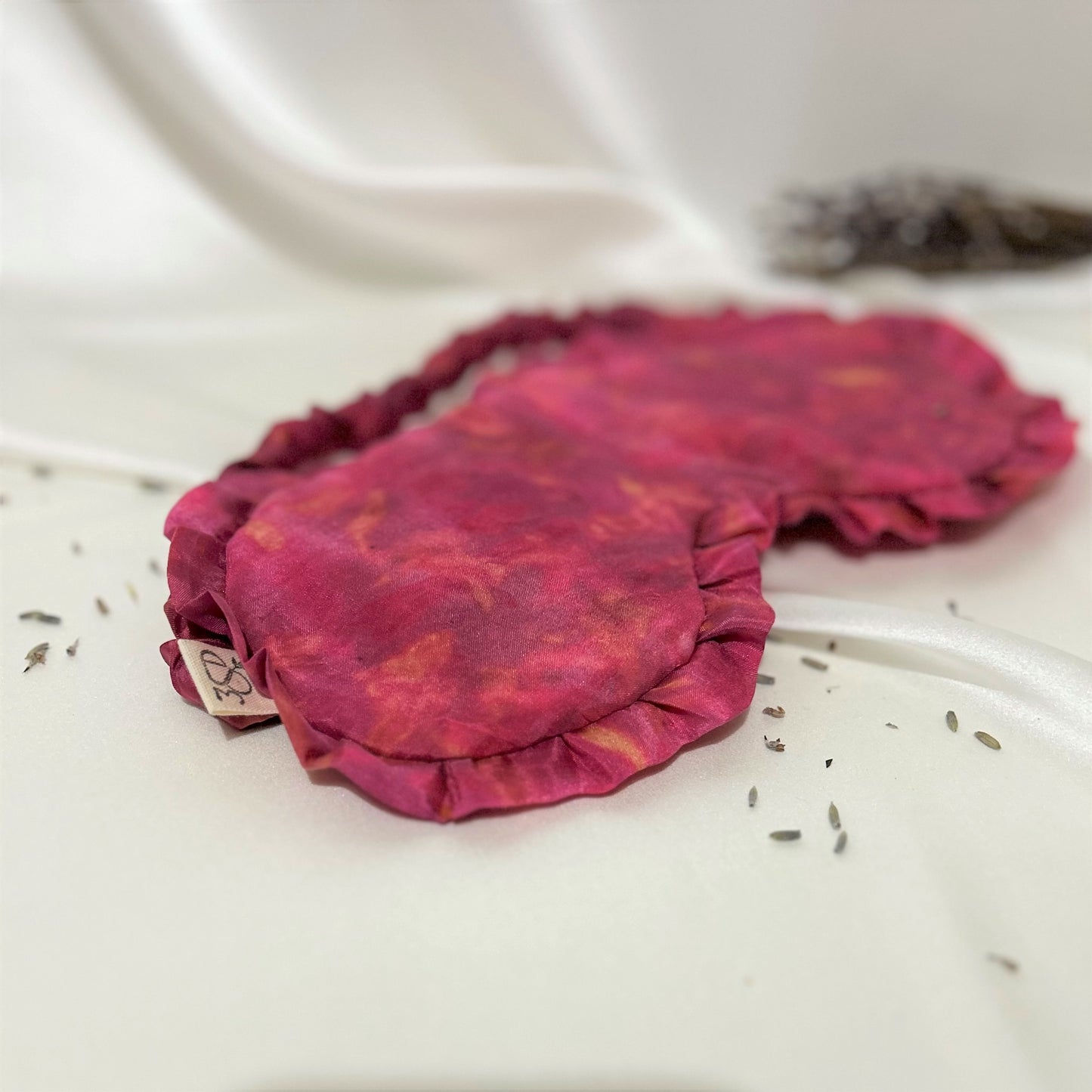 Pink Habotai Silk Eye Mask with Frill