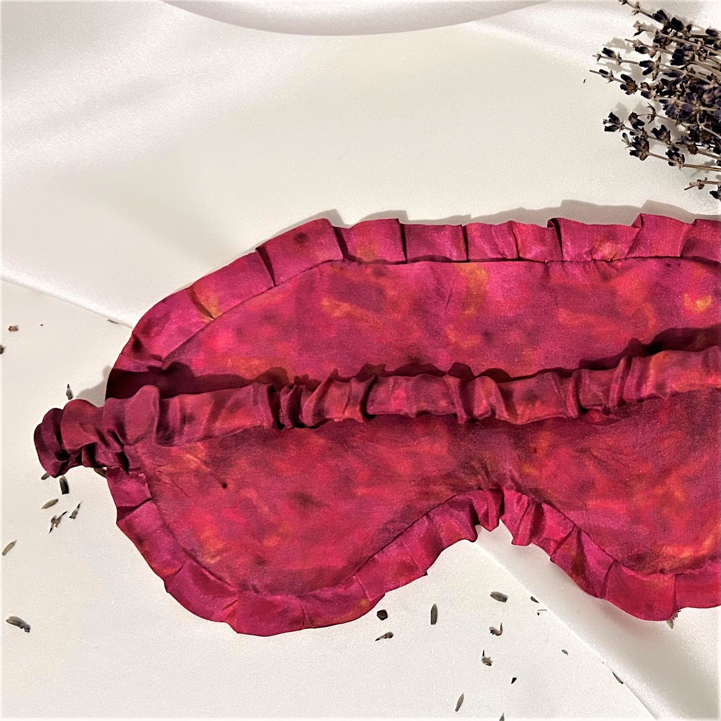 Pink Habotai Silk Eye Mask with Frill
