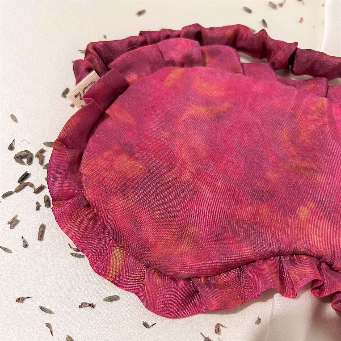 Pink Habotai Silk Eye Mask with Frill