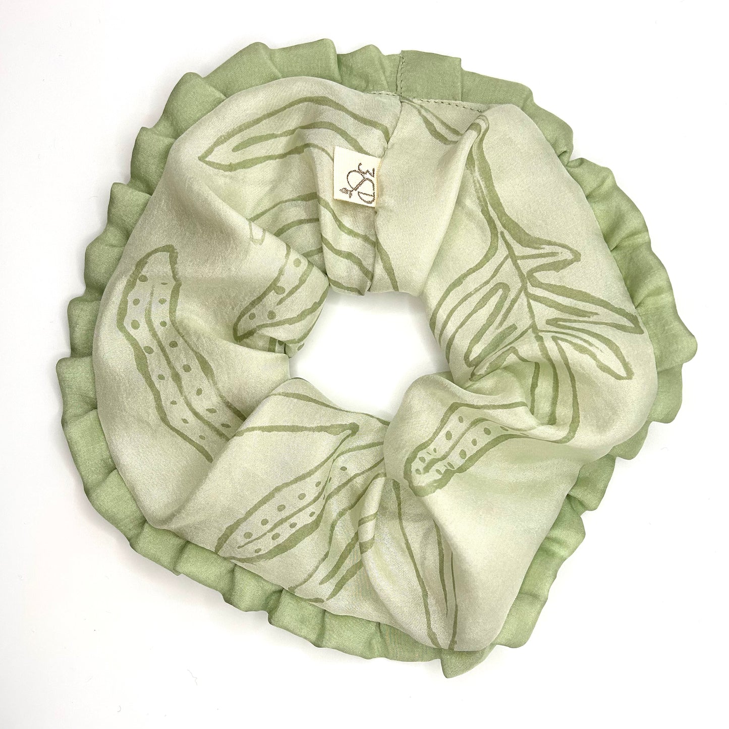 Naturally Dyed Habotai Silk Scrunchie with Frill
