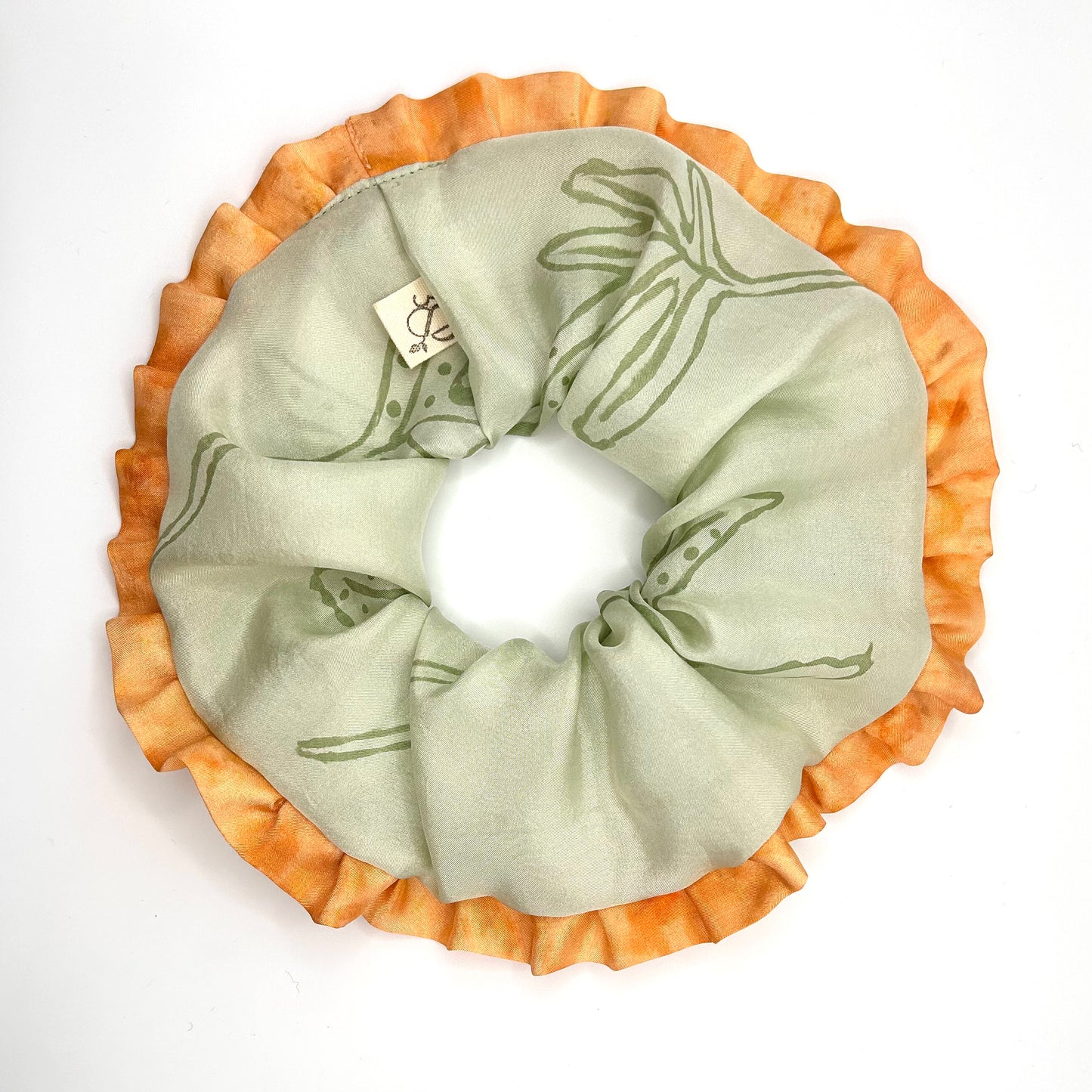 Naturally Dyed Habotai Silk Scrunchie with Frill