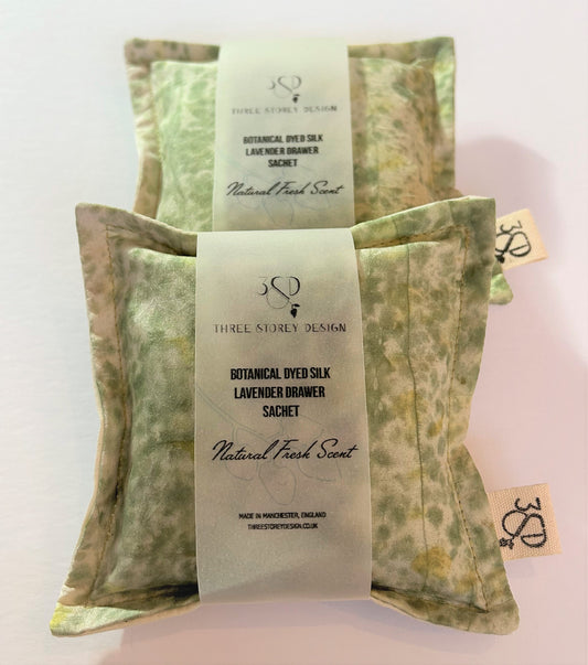 Green Speckle Silk Lavender Bag / Drawer Sachet
