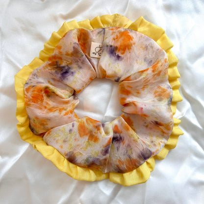 Naturally Dyed Habotai Silk Scrunchie with Frill