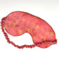 Pink with yellow marigold naturally dyed silk printed eye mask with elastic to secure over eyes