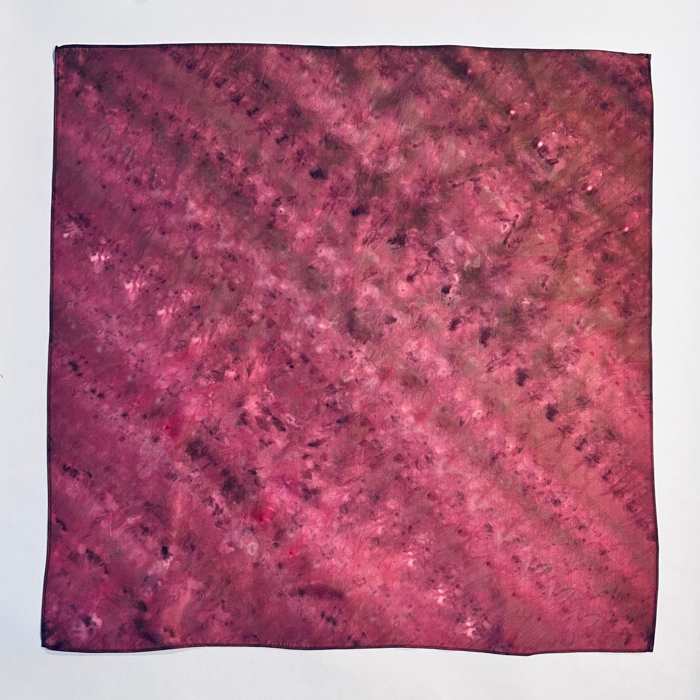 Purple Sunflower naturally dyed silk square scarf with diagonal print 