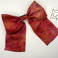 Naturally dyed Red Flame and orange cosmos bundle dye printed silk hair-bow clip