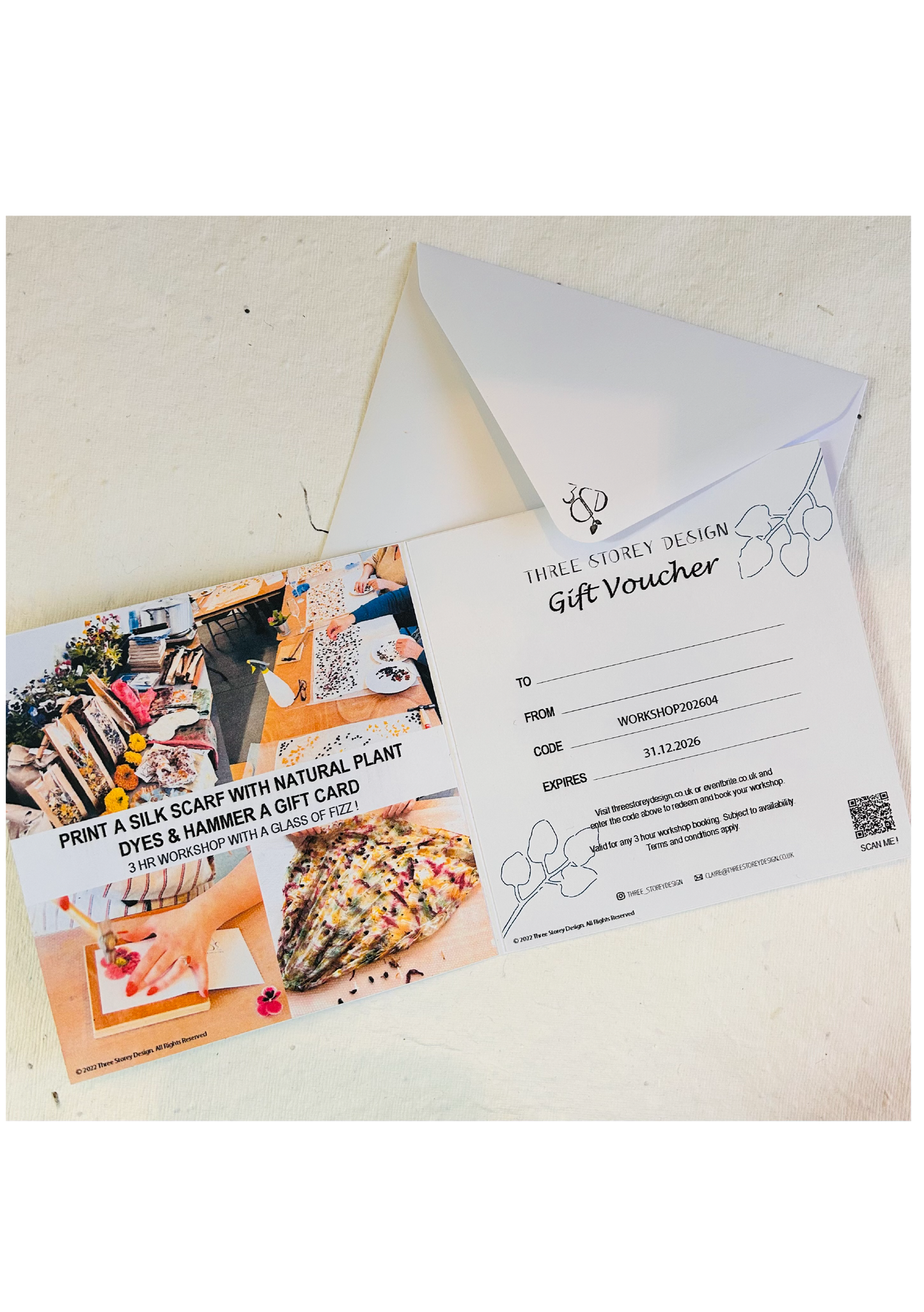Workshop Gift Experience Voucher Card & Envelope