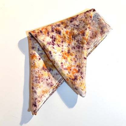 White Scabious naturally dyed Silk Square Scarf folded into a triangle